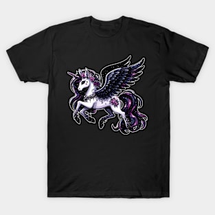 Cosmic unicorn glitter dark pegasus T-Shirt